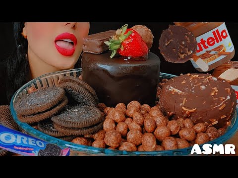 chocolate cornflakes and milk🍫 whit chocolate cake and magnum ice cream and OREO ASMR|목방 초콜릿|EATING🐾