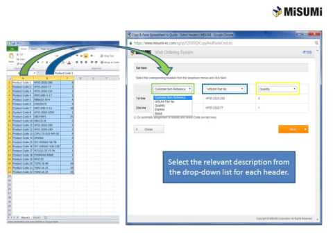 "Copy & Paste" function in MISUMI Web Ordering System (WOS)