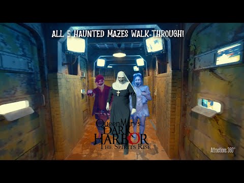 Queen Mary's Dark Harbor 2024 | ALL 5 MAZES Walkthrough with 3 on the Ship!