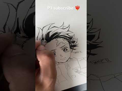 Drawing tanjiro kamado demon slayer ✍🏻❤️‍🔥 #shorts