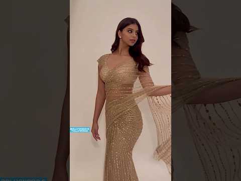 Suhana Khan Sensational look in Golden Saree 🔥🔥🔥😍😍 #suhanakhan #sexy #hotlook  #shortvideo #shorts #