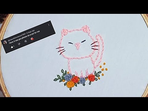 Easy Cute Cat 🐱Hand Embroidery ||Respecting and fulfilling my subscribers' request||