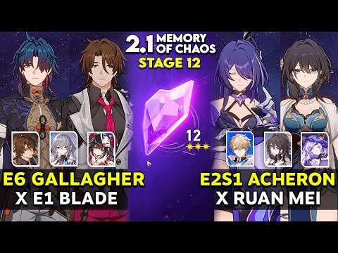 E6 Gallagher w/ E1 Blade & E2 Acheron x Ruan Mei | v2.1 MOC 12 | Honkai Star Rail.