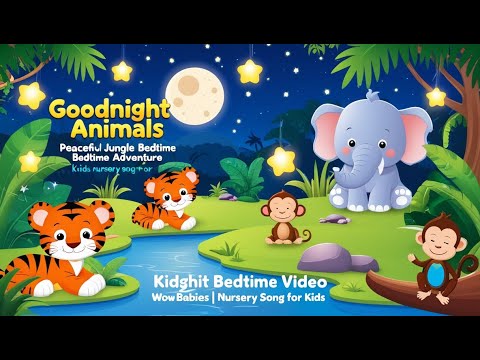 Goodnight Animals | Peaceful Jungle Bedtime Adventure| Wow Babies| Nursery Song For Kids|#kidsmusic