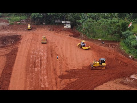 DRONE VIDEO! Buldozer and Vibro Roller Working on Road Construction