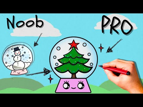 How to Draw a Cute Christmas Snow Globe: Step-by-Step Easy Tutorial 🎄✨