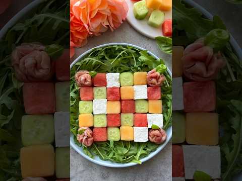 Melon and Feta Salad🍉 #shorts #feta #healthy #fruitcarving #salads #recipe #short