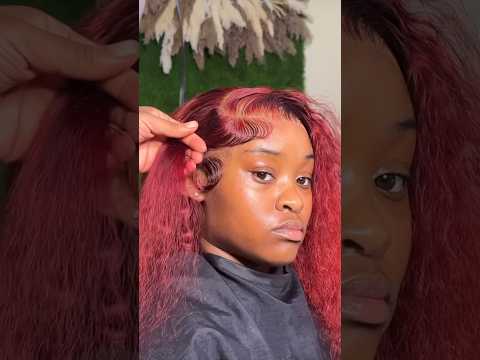 RED FRONTAL WIG INSTALL| CUT LAYERS  W/ CURLS 😍#shorts #wigs #viral #fyp #beauty #hair #shortvideo