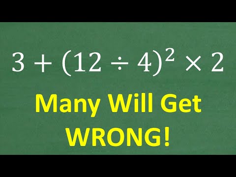 3 + (12 divided by 4)squared times 2 = ? Order of Operations BASIC MATH!