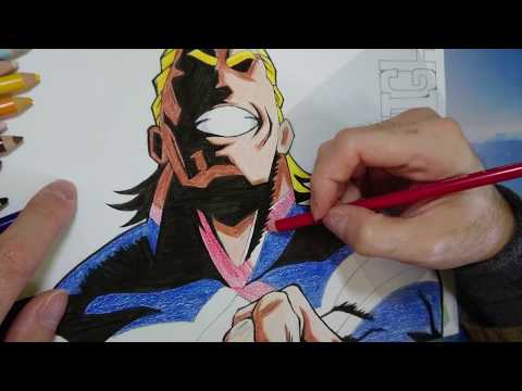 Color pencil drawing anime | AllMight 歐爾麥特| My Hero Academia(僕のヒーローアカデミア) | TenK Draws