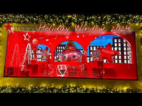 Macy’s Stunning Christmas Holiday Window 2024 & First Ever Indoor Holiday Market