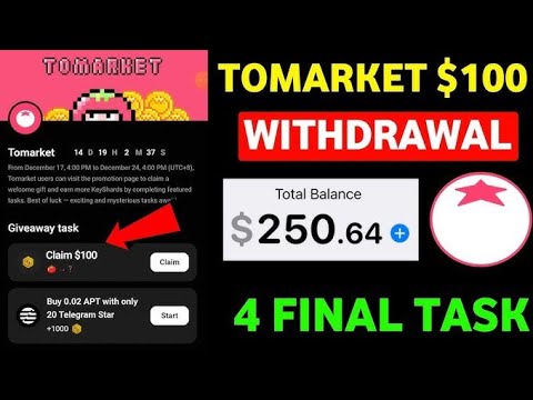 Claim Extra $100 | Tomarket Secret Code | Tomarket 4 Final Task | Tomarket New Update       Token