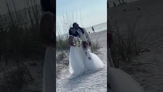 Beach Wedding - Star Trolley #beach #wedding #whitetrolley #florida #arriveinstyle #trolley