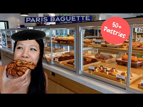 Trying a few pastries at the New Paris Baguette in Houston Chinatown