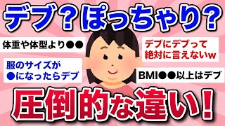 【有益スレ】私ってデブ？ぽっちゃり？当てはまるとデブ確定の圧倒的な違いと境界線はコレ！