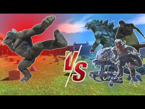 Angry Kong save T-Rex and Spinosaurus from Godzilla Earth in Animal Revolt Battle Simulator