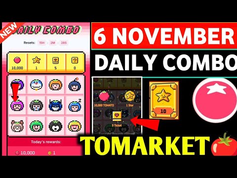 🍅Tomarket Airdrop Combo 6 November || Tomarket Daily Combo Today || Tomarket Secret Combo Today