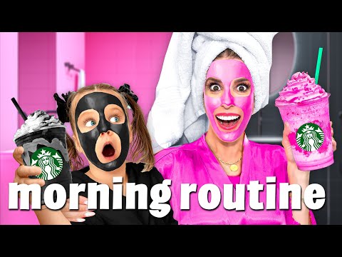 Black Vs Pink Morning Routine with Daughter