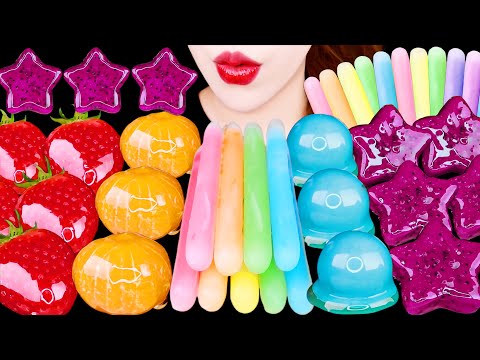 ASMR FROZEN WAX CANDY, TANGHULU CANDIED FRUIT *RAINBOW FOOD* EATING SOUNDS MUKBANG 먹방 咀嚼音