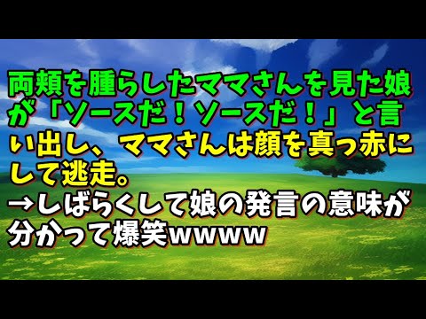 【スカッとひろゆき】両頬を腫らしたママさんを見た娘が「ソースだ！ソースだ！」と言い出し、ママさんは顔を真っ赤にして逃走。→しばらくして娘の発言の意味が分かって爆笑wwww