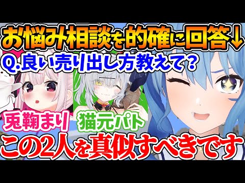 売り込み方に悩んでいる方に参考にすべき人を列挙してアドバイスするすいちゃん【ホロライブ/切り抜き/VTuber/ 星街すいせい / 兎鞠まり / 猫元パト 】