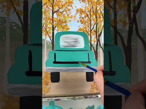 How to paint a fall pickup truck! Full tutorial out now 🎨 #easypainting  #beginner