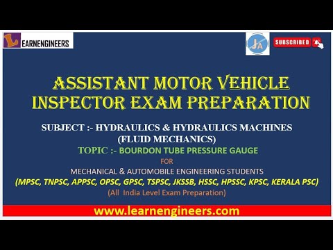 LECTURE ON BOURDON TUBE PRESSURE GAUGE FOR ASSISTANT MOTOR VEHICLE INSPECTOR EXAMS || AMVI EXAM ||