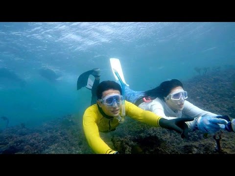 Freediving - Arch with a sea kayak! Decempber 2016, Hayama