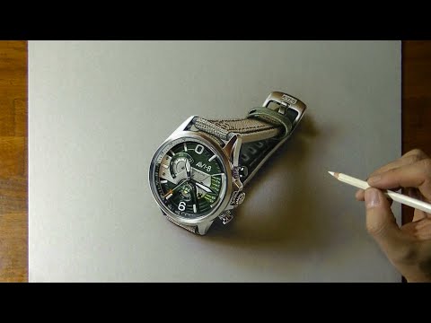 How to draw a wristwatch - Time Lapse (Long Version)