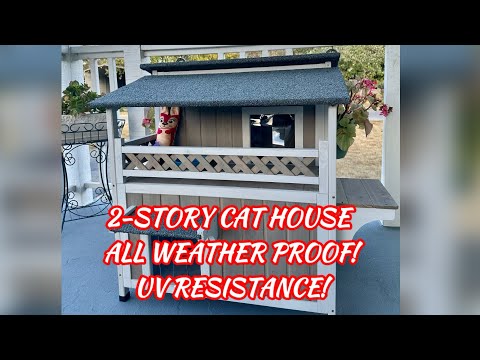 2-Story Outdoor Cat House with balcony all weatherproof and UV resistance! | Cat Shelter | Jin Moore