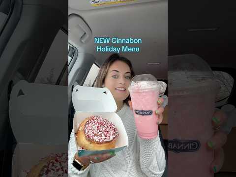 NEW Cinnabon Holiday Menu 🩵❤️🤍🍨-Peppermint Chillatta-Peppermint Topped Bon #cinnabon #dessert