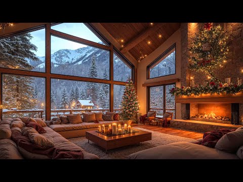 Cozy Christmas Room Ambience & Christmas Jazz Music 2025 🎄 Warm Fireplace Burning Sound for Unwind 🔥