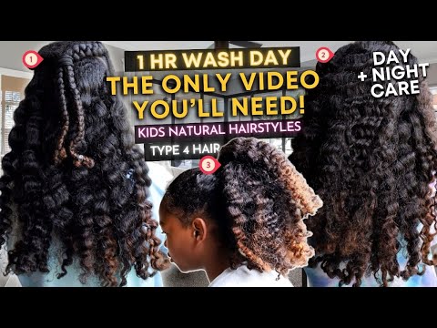 1 HR Wash Day = 2 Weeks of Styles | EASY Natural Hairstyles For Pre-Teen | Dry, Coarse Natural Hair