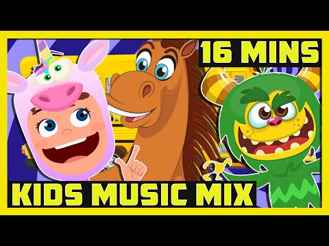 16+ MINS Kids Music Mix | Wheels on the Bus, Monster Hunt Songs, Counting Songs & More