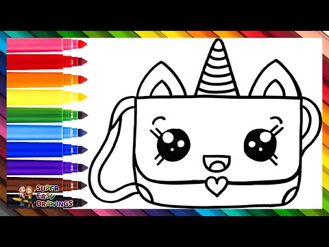 Draw and Color a Cute Unicorn Bag 👝🦄🌈 Drawings for Kids