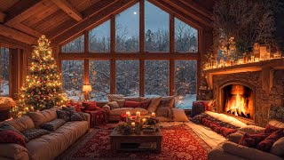 Warm Christmas Ambience with Christmas Jazz Relaxing Music 🎄 Cozy Fireplace Sounds for Stress Relief