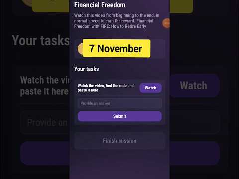 Financial Freedom - Tapswap New Video Code Today 7 November