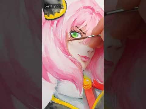 Anime Watercolor Painting | Anya in Jojo Style | #shorts