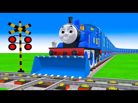 【踏切アニメ】あぶない電車 BULLDOZER TRAIN Thomas 2024 🚍 Fumikiri 3D Railroad Crossing Animation #2024