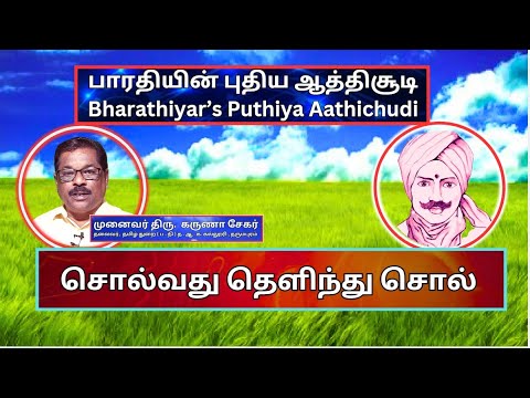 சொல்வது தெளிந்து சொல், பாரதியின் புதிய ஆத்திசூடி 34, Bharathiyin Puthiya Aathichudi , கருணா சேகர்