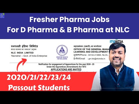 Fresher Pharma Jobs For D Pharma & B Pharma at NLC Govt. of India Enterprised || Pharmacy Jobs 2024