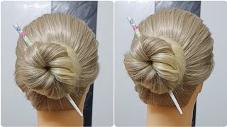 😳😳Amazing bun with hair stick #Hairtools #Judastick #Hairstyles #QuickHairstyles #Shorts