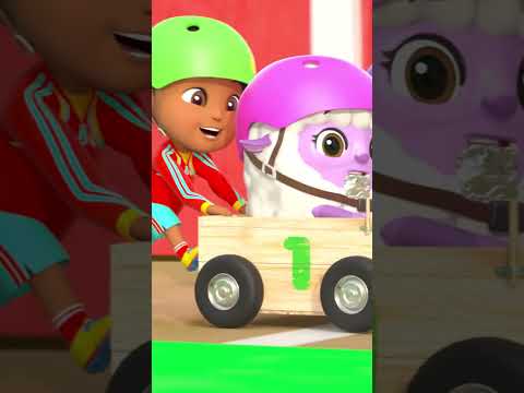 Lets race the apple crate car  #kidssongs #farmsongs #karaoke #happysong #Shorts #Viral