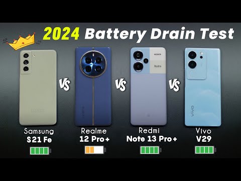 Realme 12 Pro Plus vs Samsung S21 FE vs Redmi Note 13 Pro Plus vs Vivo V29 Battery Drain Test!