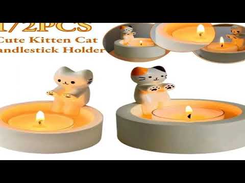 1/2PCS Kitten Candle Holder Cartoon Cat Candlestick Holder High Tempe Resistant