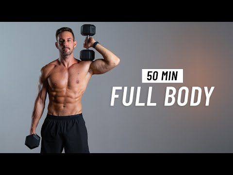 50 Min Full Body Dumbbell Workout At Home - Build Muscle