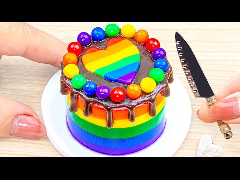 🎅How To Make Miniature Cake Decorating ideas with Chocolate🎅Amazing Rainbow Heart Cake Decorating