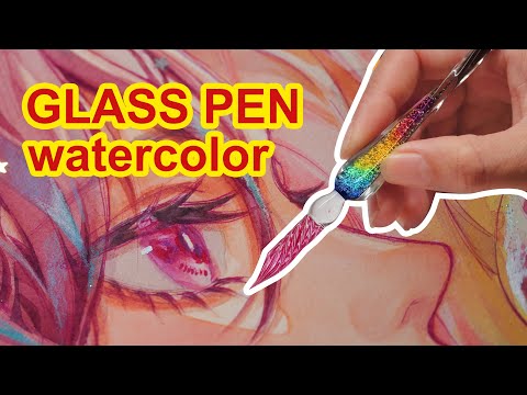 ASMR with Glass Pen ✨ Watercolor Painting | Huta Chan