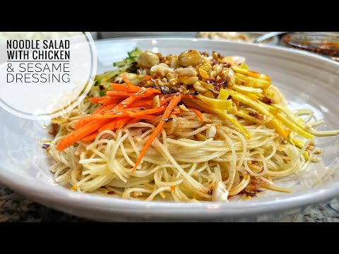 Noodle Salad With Chicken And Sesame Dressing Easy Recipe For 4th Of July Party!