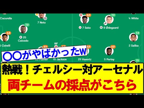 【激戦】チェルシー対アーセナル両チームの選手採点がこちらです！